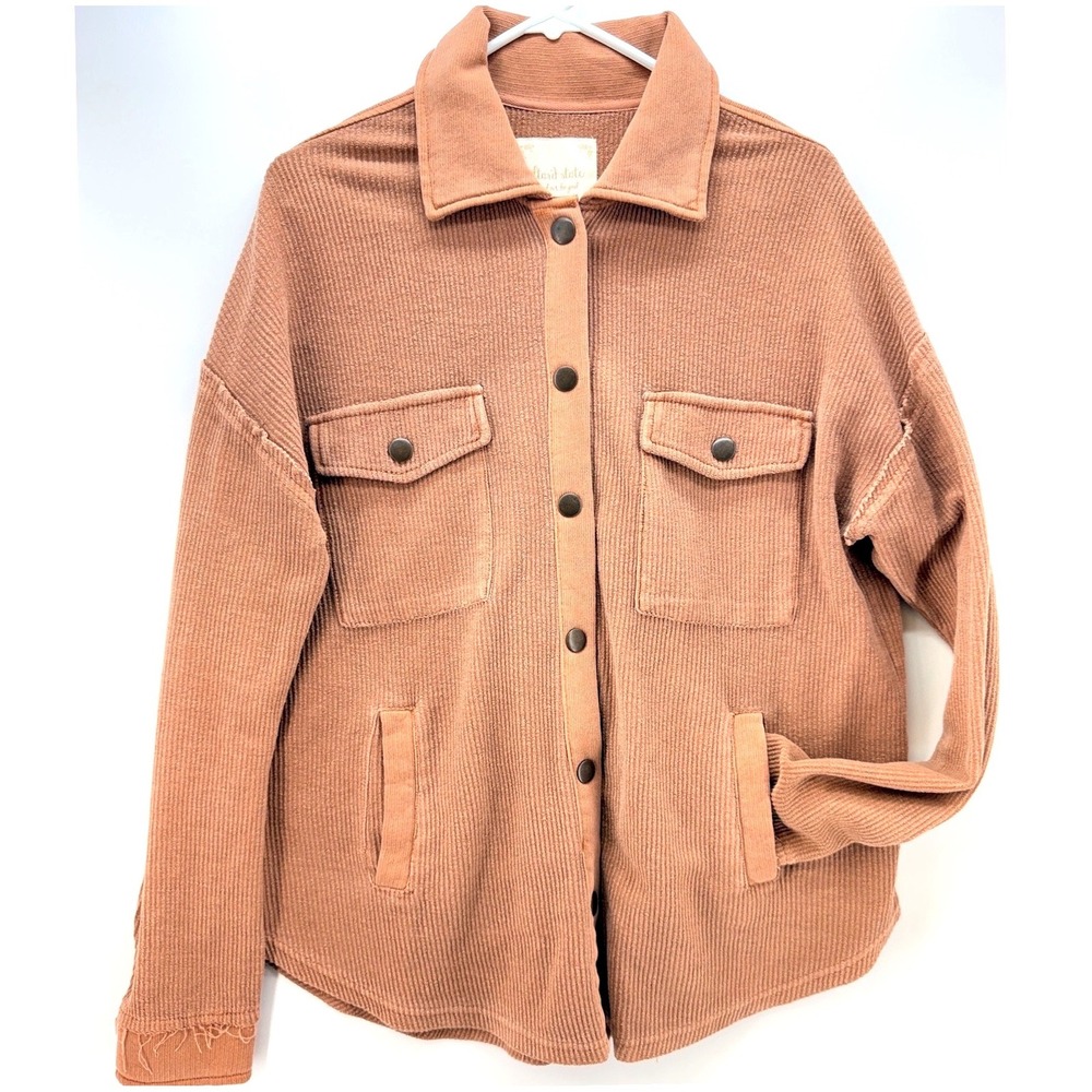 Corduroy Shacket Sz M Mauve Tan Boho Utility Cotton Jacket Lagenlook Fairygrunge